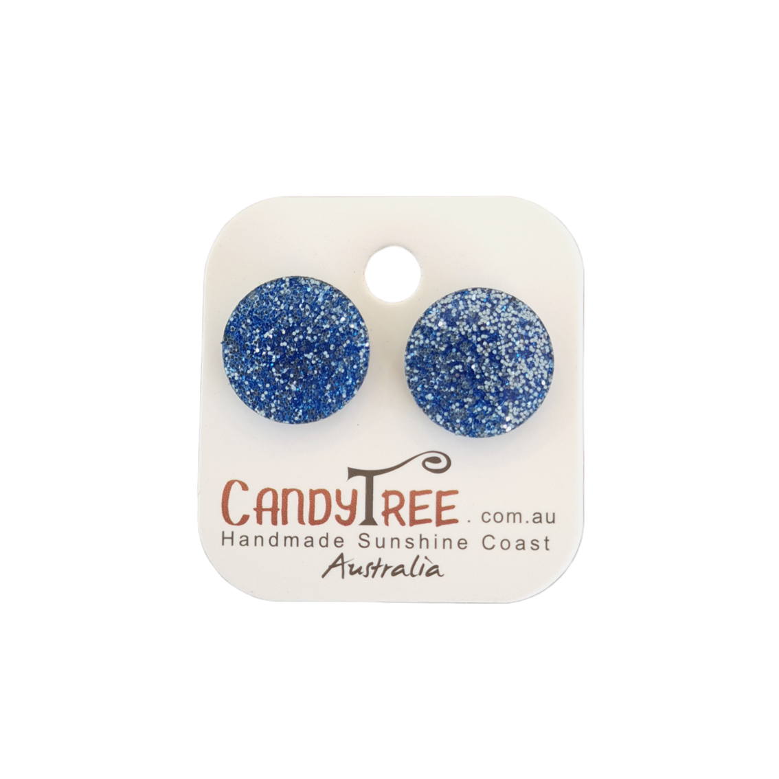 Acrylic Stud Round Darkblue Glitter Large Candy Tree